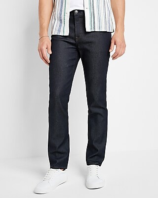 Express Relaxed Slim Dark Wash Raw Rinse Stretch Jeans