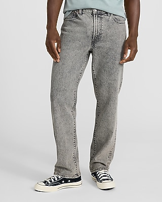 Express Men's Loose Gray Wash Low Stretch Jeans in Light Wash