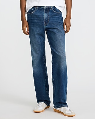 Express Men's Baggy Stretch Jeans in Medium Wash