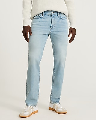 Slim Straight Light Wash Jeans in Flex Fleece