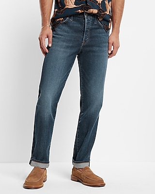 Slim Straight Dark Wash Stretch Jeans, Men's Size:W29 L32