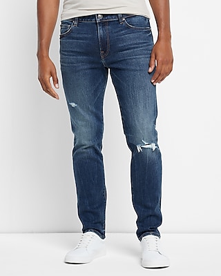 Slim Ripped Dark Wash Stretch Jeans