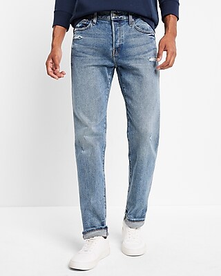 Slim Straight Light Wash Modern Vintage Selvedge Stretch Jeans