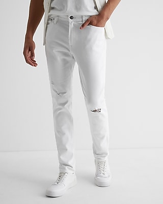 Skinny White Ripped Stretch Jeans