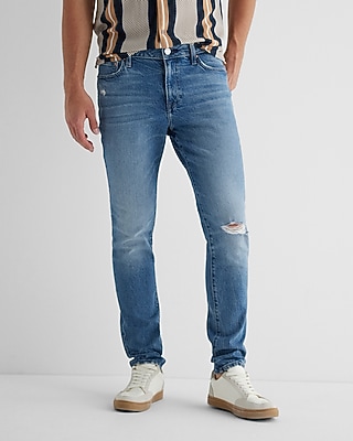 Skinny Medium Wash Ripped Hyper Stretch Jeans