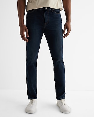 Skinny Dark Wash 4-Way Hyper Stretch Jeans, Men's Size:W28 L28