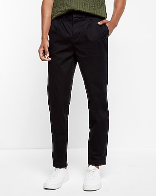 Athletic Slim Pleated Hyper Stretch Modern Chino Black Men's W28 L30
