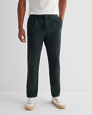 Athletic Slim Pleated Hyper Stretch Modern Chino Green Men's W29 L34