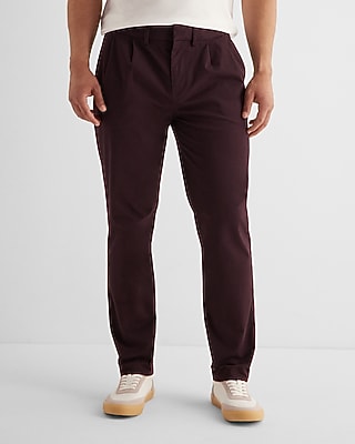 Athletic Slim Pleated Hyper Stretch Modern Chino Red Men's W33 L32