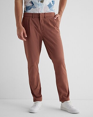 Athletic Slim Pleated Hyper Stretch Modern Chino Pink Men's W34 L32