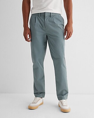 Athletic Slim Pleated Hyper Stretch Modern Chino Green Men's W28 L30