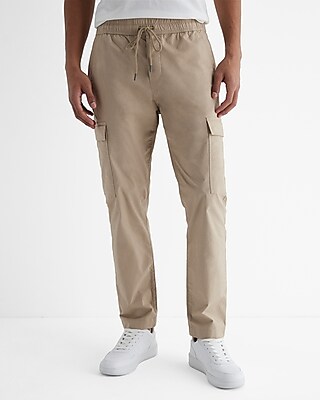 Stretch Cotton Elastic Waist Cargo Pant Neutral Men's L