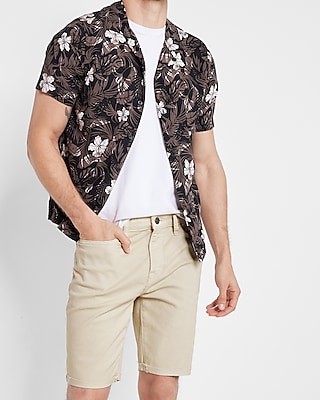 Solid Cuffed Hem Jean Shorts