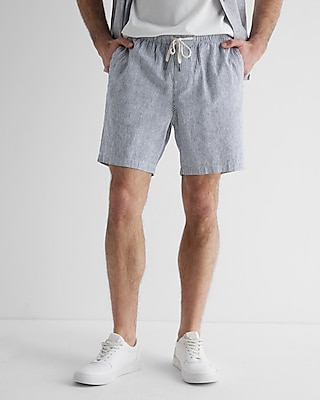 Striped 7" Elastic Waist Shorts Blue Men's XL