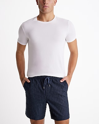 7" Striped Linen-Blend Elastic Waist Shorts