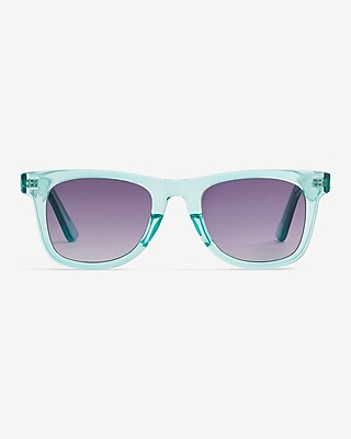 Blue Translucent Rounded Square Frame Sunglasses
