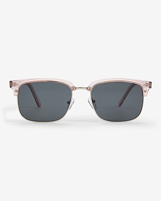 Pink Translucent Square Frame Sunglasses