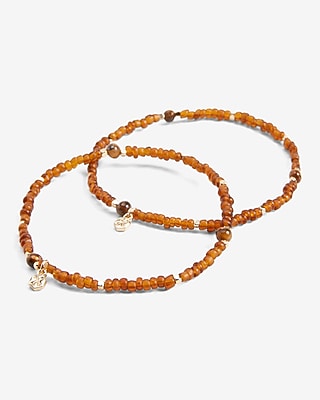 2 Pack Mini Brown Beaded Bracelets