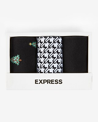 3 Pack Houndstooth & Tree Print Dress Socks