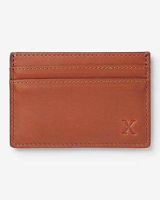 Faux Leather Card Case Men's Brown