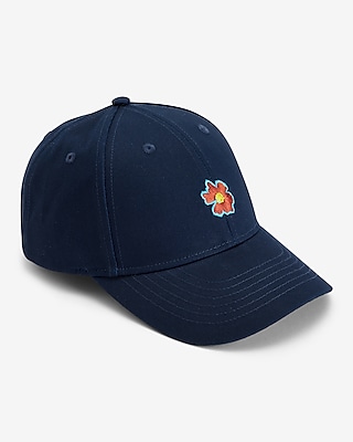 Navy Embroidered Floral Baseball Hat Men's Blue