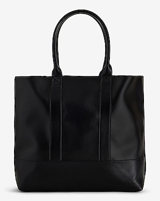 Black Faux Leather Tote Bag