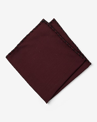 Burgundy Whip Stitch Pocket Square Men's Red