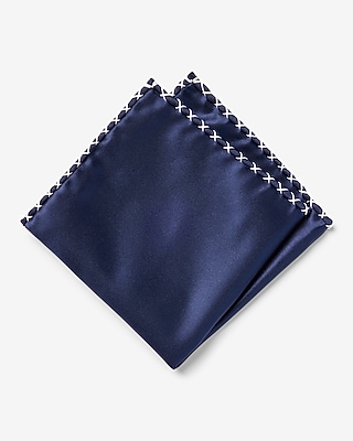 Navy Whip Stitch Pocket Square