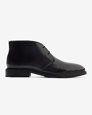 Black Leather Chukka Dress Boots