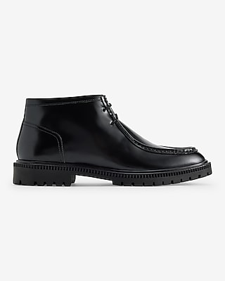 Leather Lug Sole Dress Shoes Black Men's 11