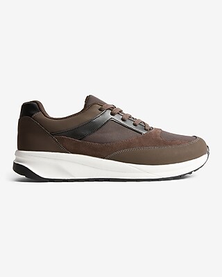 Faux Leather Runner Sneakers Neutral Men's 13