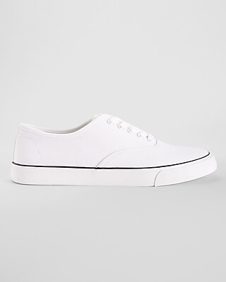 White Lace Up Canvas Sneaker White Men's 13