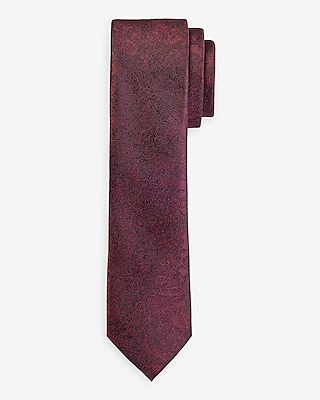 Burgundy Stencil Floral Print Tie