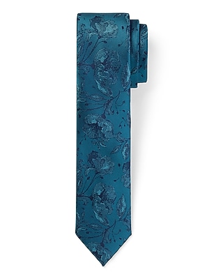Teal Floral Print Tie