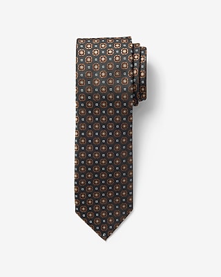 Classic Olive Mini Geo Floral Tie