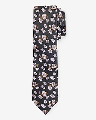 Black Floral Print Tie