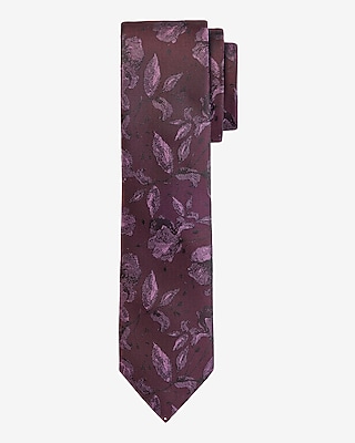 Burgundy Floral Print Tie