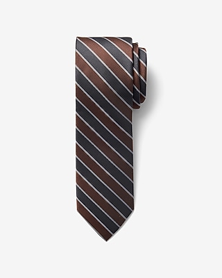 Classic Brown and Gray Varsity Striped Tie
