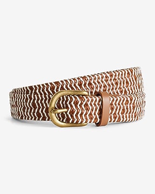 Two-Tone Woven Prong Buckle Belt