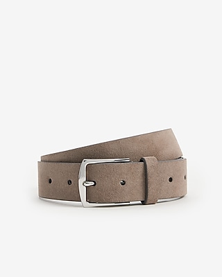 Gray Genuine Suede Prong Buckle Belt