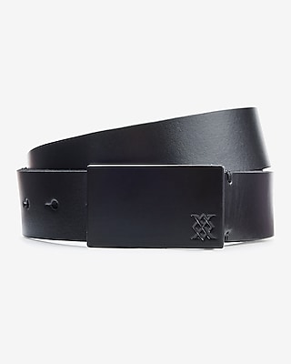 Leather X Logo Plaque Belt