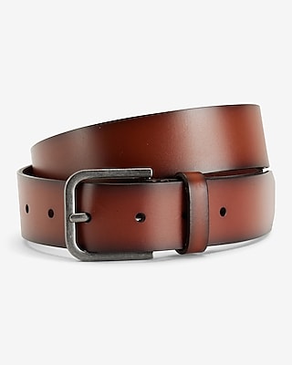 Burnished Brown Genuine Leather Prong Buckle Belt