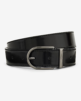 Black & Gray Genuine Leather Reversible Belt Black Men's 34/36