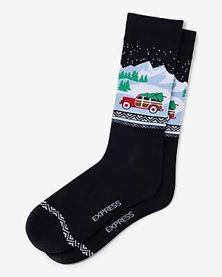 Holiday Mountain Scene Dress Socks