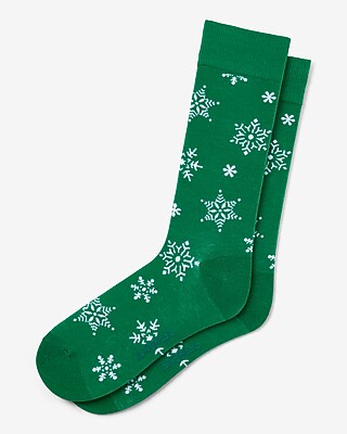 Green Snowflake Dress Socks