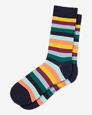 Multi Color Striped Dress Socks Men's Blue