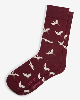 Crane Print Dress Socks