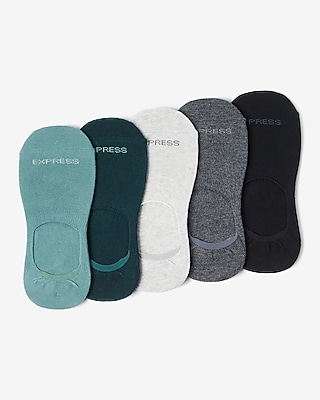 5 Pack Green & Grey No-Show Socks