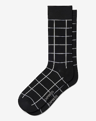 Black Windowpane Dress Socks
