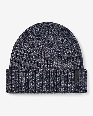 Navy Flecked Ribbed Beanie